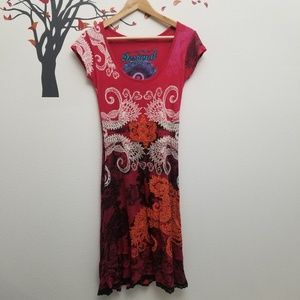 DESIGUAL Say Something Nice Red Print Dress S